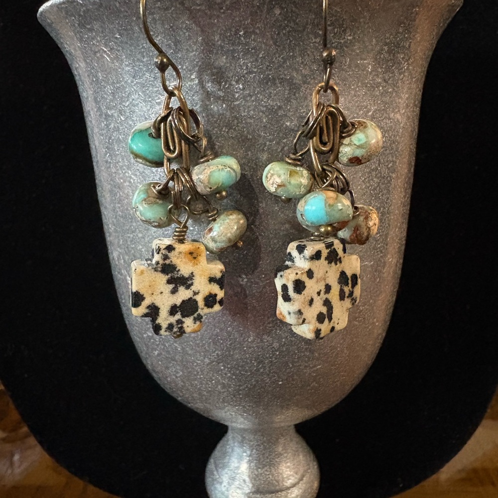 Dalmatian and Serpentine Jasper Earrings
